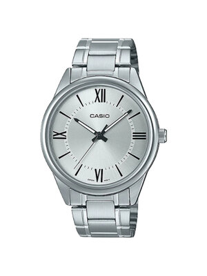 CASIO นาฬิกาคาสิโอ นาฬิกาข้อมือ นาฬิกากันน้ำ นาฬิกาของแท้ ประกันศูนย์ CMG 1 ปี รุ่น MTP-V005D-7B5 นาฬิกาสีเงิน