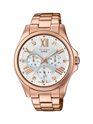 CASIO SHEEN นาฬิกาข้อมือ นาฬิกากันน้ำ นาฬิกาของแท้ ประกันศูนย์ CMG 1 ปี รุ่น SHE-3806PG-7A นาฬิกาสีน้ำตาล