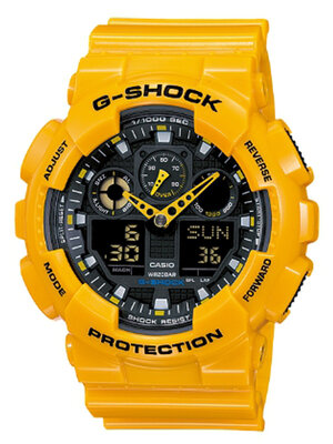 CASIO G-SHOCK นาฬิกาข้อมือ นาฬิกากันน้ำ นาฬิกาของแท้ ประกันศูนย์ CMG 1 ปี รุ่น GA-100A-9A นาฬิกาสีเหลือง