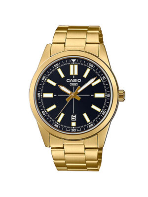 CASIO นาฬิกาคาสิโอ นาฬิกาข้อมือ นาฬิกากันน้ำ นาฬิกาของแท้ ประกันศูนย์ CMG 1 ปี รุ่น MTP-VD02G-1E นาฬิกาสีทอง