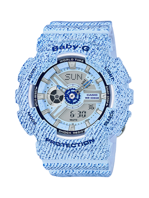 CASIO BABY-G นาฬิกาข้อมือ นาฬิกากันน้ำ นาฬิกาของแท้ ประกันศูนย์ CMG 1 ปี รุ่น BA-110DC-2A3 นาฬิกาสีฟ้า
