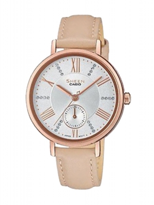 CASIO SHEEN นาฬิกาข้อมือ นาฬิกากันน้ำ นาฬิกาของแท้ ประกันศูนย์ CMG 1 ปี รุ่น SHE-3066PGL-7B นาฬิกาสีน้ำตาล