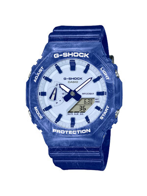 CASIO MID YEAR SALE G-SHOCK นาฬิกาข้อมือ นาฬิกากันน้ำ นาฬิกาของแท้ ประกันศูนย์ CMG 1 ปี รุ่น GA-2100BWP-2A นาฬิกาสีน้ำเงิน
