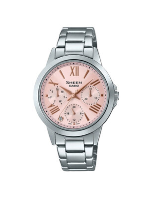 CASIO SHEEN นาฬิกาข้อมือ นาฬิกากันน้ำ นาฬิกาของแท้ ประกันศูนย์ CMG 1 ปี รุ่น SHE-3516D-4A นาฬิกาสีเงิน