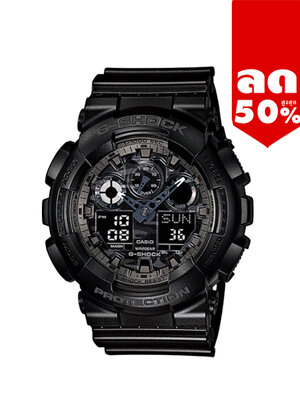 CASIO MID YEAR SALE G-SHOCK นาฬิกาข้อมือ นาฬิกากันน้ำ นาฬิกาของแท้ ประกันศูนย์ CMG 1 ปี รุ่น GA-100CF-1A นาฬิกาสีดำ