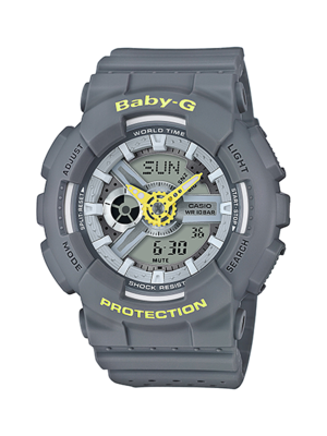 CASIO BABY-G นาฬิกาข้อมือ นาฬิกากันน้ำ นาฬิกาของแท้ ประกันศูนย์ CMG 1 ปี รุ่น BA-110PP-8A นาฬิกาสีเทา