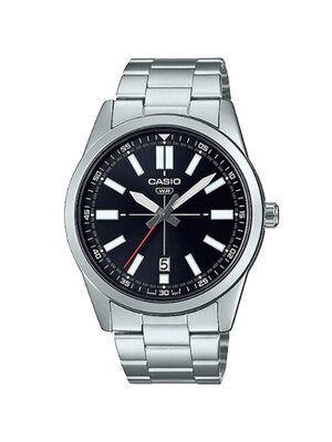 CASIO นาฬิกาคาสิโอ นาฬิกาข้อมือ นาฬิกากันน้ำ นาฬิกาของแท้ ประกันศูนย์ CMG 1 ปี รุ่น MTP-VD02D-1E นาฬิกาสีเงิน