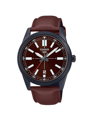 CASIO นาฬิกาคาสิโอ นาฬิกาข้อมือ นาฬิกากันน้ำ นาฬิกาของแท้ ประกันศูนย์ CMG 1 ปี รุ่น MTP-VD02BL-5E นาฬิกาสีน้ำตาล