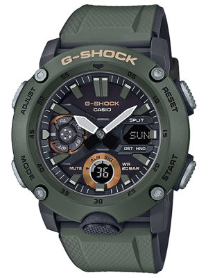 CASIO G-SHOCK นาฬิกาข้อมือ นาฬิกากันน้ำ นาฬิกาของแท้ ประกันศูนย์ CMG 1 ปี รุ่น GA-2000-3A นาฬิกาสีเขียว