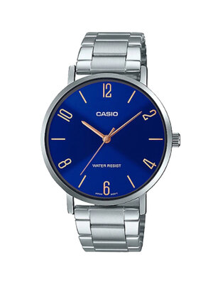 CASIO MID YEAR SALE นาฬิกาคาสิโอ พร้อมส่ง นาฬิกาข้อมือ นาฬิกากันน้ำ นาฬิกาของแท้ BTS ประกันศูนย์ CMG 1 ปี รุ่น MTP-VT01D-2B2 นาฬิกาสีเงิน