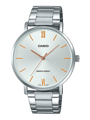 CASIO นาฬิกาคาสิโอ นาฬิกาข้อมือ นาฬิกากันน้ำ นาฬิกาของแท้ ประกันศูนย์ CMG 1 ปี รุ่น MTP-VT01D-7B นาฬิกาสีเงิน