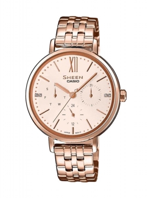 CASIO SHEEN นาฬิกาข้อมือ นาฬิกากันน้ำ นาฬิกาของแท้ ประกันศูนย์ CMG 1 ปี รุ่น SHE-3064PG-4A นาฬิกาสีชมพู