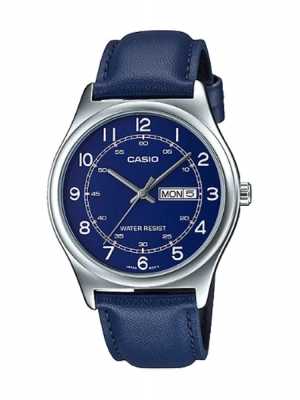 CASIO นาฬิกาคาสิโอ นาฬิกาข้อมือ นาฬิกากันน้ำ นาฬิกาของแท้ ประกันศูนย์ CMG 1 ปี รุ่น MTP-V006L-2B นาฬิกาสีน้ำเงิน