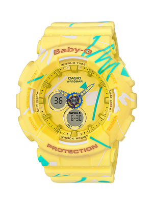 CASIO BABY-G นาฬิกาข้อมือ นาฬิกากันน้ำ นาฬิกาของแท้ ประกันศูนย์ CMG 1 ปี รุ่น BA-120SC-9A นาฬิกาสีเหลือง