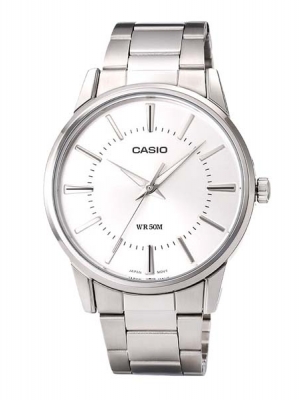 CASIO นาฬิกาคาสิโอ นาฬิกาข้อมือ นาฬิกากันน้ำ นาฬิกาของแท้ ประกันศูนย์ CMG 1 ปี รุ่น MTP-1303D-7A นาฬิกาสีเงิน