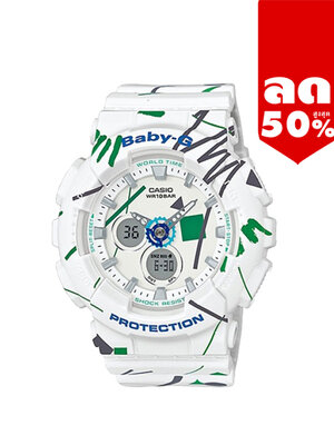 CASIO BABY-G นาฬิกาข้อมือ นาฬิกากันน้ำ นาฬิกาของแท้ ประกันศูนย์ CMG 1 ปี รุ่น BA-120SC-7A นาฬิกาสีขาว