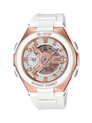 CASIO G-MS นาฬิกาข้อมือ นาฬิกากันน้ำ นาฬิกาของแท้ ประกันศูนย์ CMG 1 ปี รุ่น MSG-400G-7A นาฬิกาสีขาว