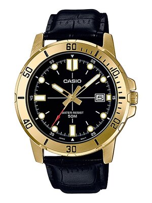 CASIO นาฬิกาคาสิโอ นาฬิกาข้อมือ นาฬิกากันน้ำ นาฬิกาของแท้ ประกันศูนย์ CMG 1 ปี รุ่น MTP-VD01GL-1E นาฬิกาสีดำ
