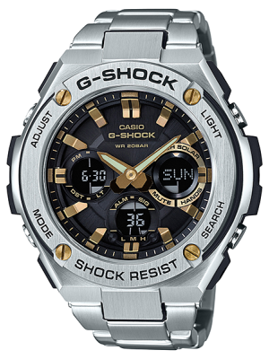 CASIO G-SHOCK นาฬิกาข้อมือ นาฬิกากันน้ำ นาฬิกาของแท้ ประกันศูนย์ CMG 1 ปี รุ่น GST-S110D-1A9 นาฬิกาสีเงิน