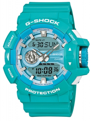 CASIO MID YEAR SALE G-SHOCK พร้อมส่ง นาฬิกาข้อมือ นาฬิกากันน้ำ นาฬิกาของแท้ ประกันศูนย์ CMG 1 ปี รุ่น GA-400A-2A นาฬิกาสีฟ้า