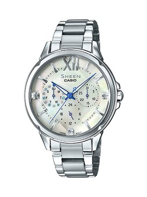 CASIO SHEEN นาฬิกาข้อมือ นาฬิกากันน้ำ นาฬิกาของแท้ ประกันศูนย์ CMG 1 ปี รุ่น SHE-3056D-7A นาฬิกาสีเงิน