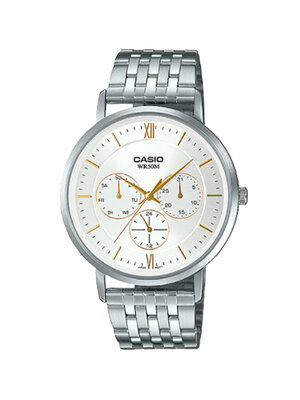 CASIO นาฬิกาคาสิโอ นาฬิกาข้อมือ นาฬิกากันน้ำ นาฬิกาของแท้ ประกันศูนย์ CMG 1 ปี รุ่น MTP-B300D-7A นาฬิกาสีเงิน