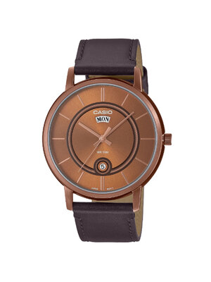 CASIO นาฬิกาคาสิโอ นาฬิกาข้อมือ นาฬิกากันน้ำ นาฬิกาของแท้ ประกันศูนย์ CMG 1 ปี รุ่น MTP-B120RL-5A นาฬิกาสีน้ำตาล