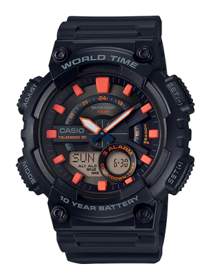 CASIO นาฬิกาคาสิโอ นาฬิกาข้อมือ นาฬิกากันน้ำ นาฬิกาของแท้ ประกันศูนย์ CMG 1 ปี รุ่น AEQ-110W-1A2 นาฬิกาสีดำ
