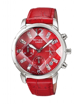 CASIO SHEEN นาฬิกาข้อมือ นาฬิกากันน้ำ นาฬิกาของแท้ ประกันศูนย์ CMG 1 ปี รุ่น SHN-5010L-4ADR นาฬิกาสีแดง