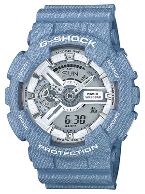 CASIO G-SHOCK นาฬิกาข้อมือ นาฬิกากันน้ำ นาฬิกาของแท้ ประกันศูนย์ CMG 1 ปี รุ่น GA-110DC-2A7 นาฬิกาสีฟ้า