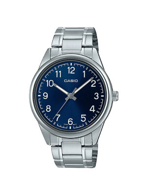 CASIO นาฬิกาคาสิโอ นาฬิกาข้อมือ นาฬิกากันน้ำ นาฬิกาของแท้ ประกันศูนย์ CMG 1 ปี รุ่น MTP-V005D-2B4 นาฬิกาสีเงิน