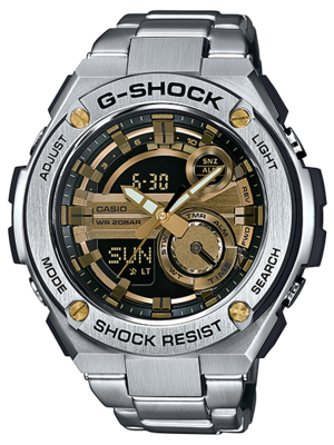CASIO G-SHOCK นาฬิกาข้อมือ นาฬิกากันน้ำ นาฬิกาของแท้ ประกันศูนย์ CMG 1 ปี รุ่น GST-210D-9A นาฬิกาสีเงิน