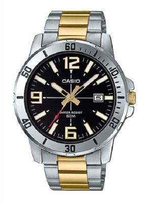 CASIO นาฬิกาคาสิโอ นาฬิกาข้อมือ นาฬิกากันน้ำ นาฬิกาของแท้ ประกันศูนย์ CMG 1 ปี รุ่น MTP-VD01SG-1B นาฬิกาสีเงิน