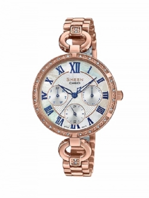 CASIO SHEEN นาฬิกาข้อมือ นาฬิกากันน้ำ นาฬิกาของแท้ ประกันศูนย์ CMG 1 ปี รุ่น SHE-3067PG-7A นาฬิกาสีน้ำตาล