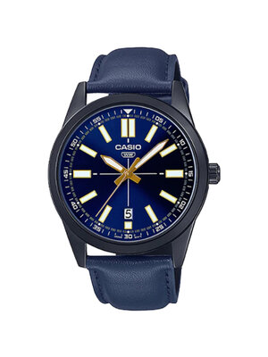 CASIO MID YEAR SALE นาฬิกาคาสิโอ พร้อมส่ง นาฬิกาข้อมือ นาฬิกากันน้ำ นาฬิกาของแท้ BTS ประกันศูนย์ CMG 1 ปี รุ่น MTP-VD02BL-2E นาฬิกาสีน้ำเงิน
