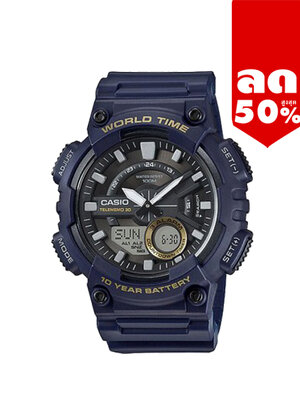 CASIO นาฬิกาคาสิโอ นาฬิกาข้อมือ นาฬิกากันน้ำ นาฬิกาของแท้ ประกันศูนย์ CMG 1 ปี รุ่น AEQ-110W-2A นาฬิกาสีกรม