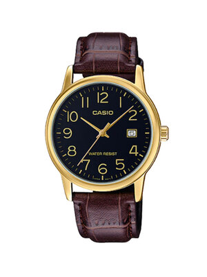 CASIO นาฬิกาคาสิโอ นาฬิกาข้อมือ นาฬิกากันน้ำ นาฬิกาของแท้ ประกันศูนย์ CMG 1 ปี รุ่น MTP-V002GL-1B นาฬิกาสีน้ำตาล