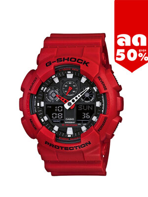 CASIO G-SHOCK นาฬิกาข้อมือ นาฬิกากันน้ำ นาฬิกาของแท้ ประกันศูนย์ CMG 1 ปี รุ่น GA-100B-4A นาฬิกาสีแดง