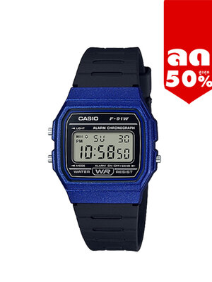 CASIO MID YEAR SALE นาฬิกาคาสิโอ นาฬิกาข้อมือ นาฬิกากันน้ำ นาฬิกาของแท้ ประกันศูนย์ CMG 1 ปี รุ่น F-91WM-2A นาฬิกาสีน้ำเงิน