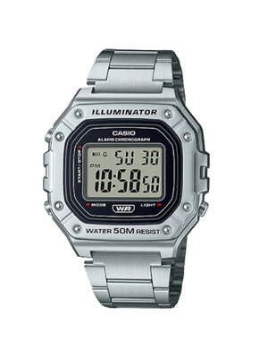 CASIO MID YEAR SALE นาฬิกาคาสิโอ พร้อมส่ง นาฬิกาข้อมือ นาฬิกากันน้ำ นาฬิกาของแท้ BTS ประกันศูนย์ CMG 1 ปี รุ่น W-218HD-1AV นาฬิกาสีเงิน