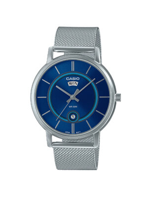 CASIO นาฬิกาคาสิโอ นาฬิกาข้อมือ นาฬิกากันน้ำ นาฬิกาของแท้ ประกันศูนย์ CMG 1 ปี รุ่น MTP-B120M-2A นาฬิกาสีน้ำเงิน