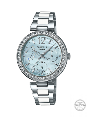 CASIO SHEEN นาฬิกาข้อมือ นาฬิกากันน้ำ นาฬิกาของแท้ ประกันศูนย์ CMG 1 ปี รุ่น SHE-3042D-2A นาฬิกาสีเงิน