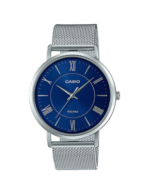 CASIO นาฬิกาคาสิโอ นาฬิกาข้อมือ นาฬิกากันน้ำ นาฬิกาของแท้ ประกันศูนย์ CMG 1 ปี รุ่น MTP-B110M-2A นาฬิกาสีเงิน