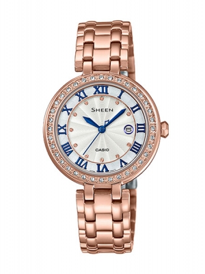 CASIO SHEEN นาฬิกาข้อมือ นาฬิกากันน้ำ นาฬิกาของแท้ ประกันศูนย์ CMG 1 ปี รุ่น SHE-4034PG-7A นาฬิกาสีน้ำตาล