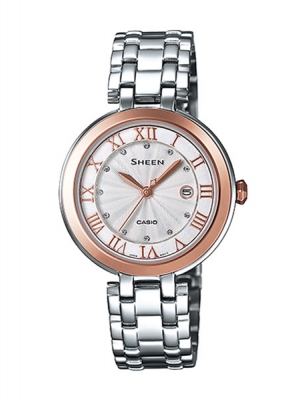 CASIO SHEEN นาฬิกาข้อมือ นาฬิกากันน้ำ นาฬิกาของแท้ ประกันศูนย์ CMG 1 ปี รุ่น SHE-4033SG-7A นาฬิกาสีเงิน