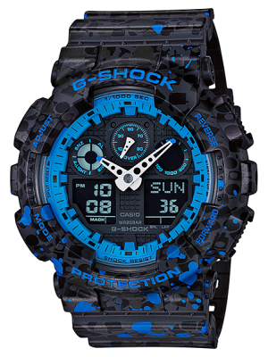 CASIO MID YEAR SALE G-SHOCK พร้อมส่ง นาฬิกาข้อมือ นาฬิกากันน้ำ นาฬิกาของแท้ ประกันศูนย์ CMG 1 ปี รุ่น GA-100ST-2A นาฬิกาสีน้้ำเงิน