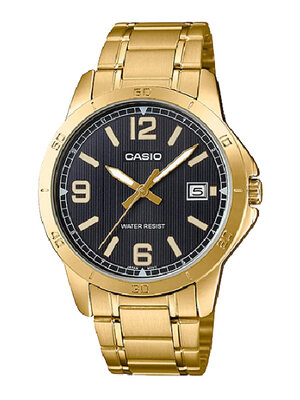CASIO นาฬิกาคาสิโอ นาฬิกาข้อมือ นาฬิกากันน้ำ นาฬิกาของแท้ ประกันศูนย์ CMG 1 ปี รุ่น MTP-V004G-1B นาฬิกาสีทอง