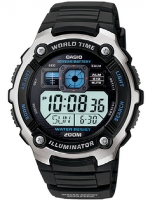 CASIO นาฬิกาคาสิโอ นาฬิกาข้อมือ นาฬิกากันน้ำ นาฬิกาของแท้ ประกันศูนย์ CMG 1 ปี รุ่น AE-2000W-1A นาฬิกาสีดำ