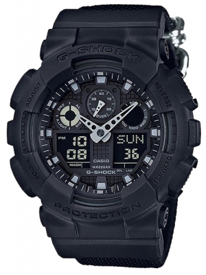 CASIO G-SHOCK นาฬิกาข้อมือ นาฬิกากันน้ำ นาฬิกาของแท้ ประกันศูนย์ CMG 1 ปี รุ่น GA-100BBN-1A นาฬิกาสีดำ