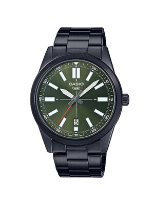 CASIO MID YEAR SALE นาฬิกาคาสิโอ พร้อมส่ง นาฬิกาข้อมือ นาฬิกากันน้ำ นาฬิกาของแท้ BTS ประกันศูนย์ CMG 1 ปี รุ่น MTP-VD02B-3E นาฬิกาสีดำ